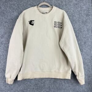 Kill Crew Sweatshirt Adult Medium Cream Heavyweight Wolf Crew Neck Oversized